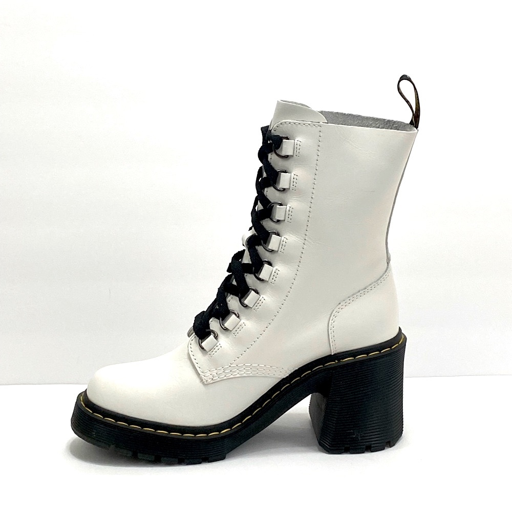 - NEW DR MARTENS CHESNEY LEATHER FLARED HEEL LACE UP BOOTS - Picture 8 of 11